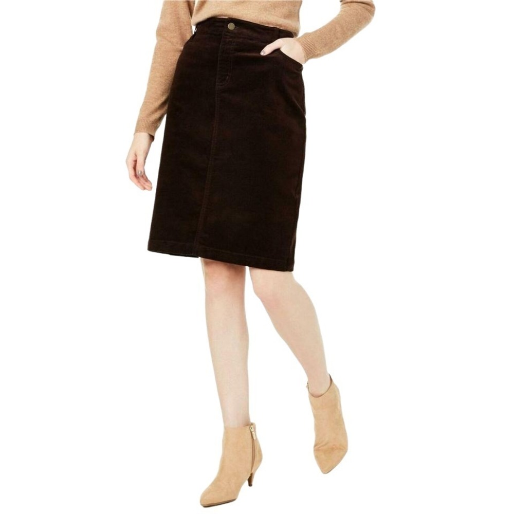 NWT Charter Club Skirt Corduroy Tummy-Control Brown